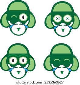 Monkey emoticon vector features a playful and expressive monkey character displaying a variety of emotions, from joy and surprise to curiosity and mischief. With its cute and lively emoticon.