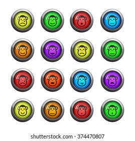 Monkey emotions icons set for web sites and user interface