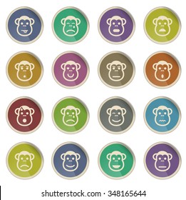 Monkey emotions label icons for web