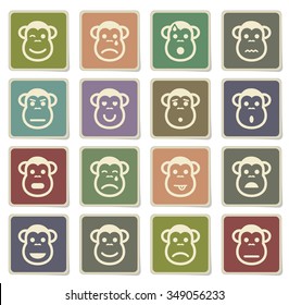 Monkey emotions label icons for web