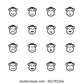 Monkey emotions simple icons for web