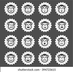 Monkey emotions simply symbol for web icons and user interface
