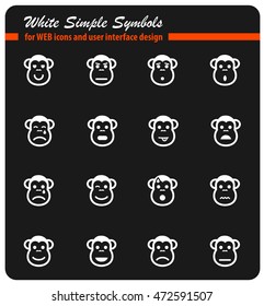 Monkey emotions simply symbol for web icons and user interface