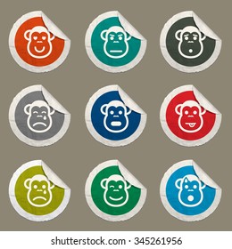 Monkey emotions sticker icons for web