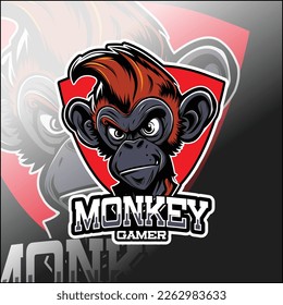 monkey esport  gamer mascot logo design vector