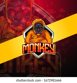 Monkey esport mascot logo design