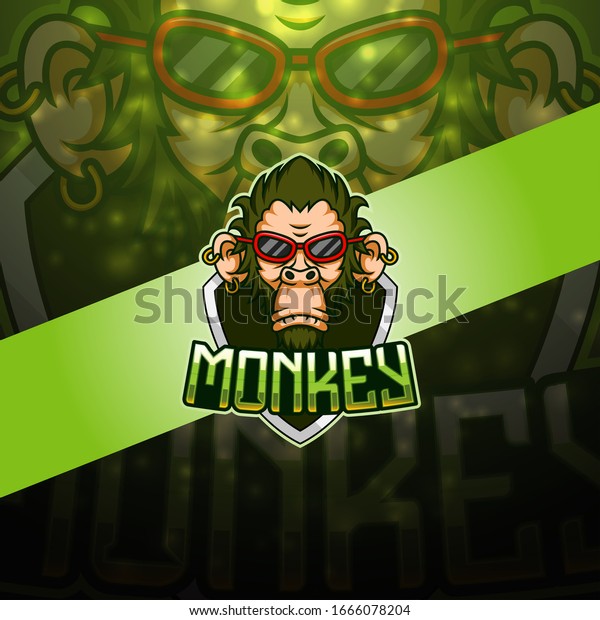 Monkey Esport Mascot Logo Design Stock Vector (Royalty Free) 1666078204 ...