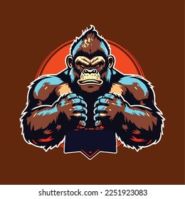 Monkey esports mascot designs, gaming logo template, illustration