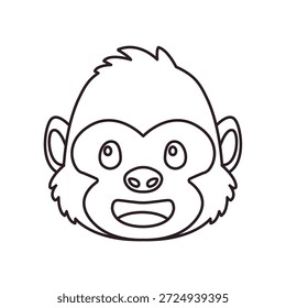 Mono Cara Mono Animal Lindo Sonrisa Emoji Símbolo Signo Icono Ilustración vectorial Aislado Flat