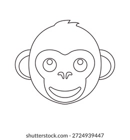 Mono Cara Mono Animal Lindo Sonrisa Emoji Símbolo Signo Icono Ilustración vectorial Aislado Flat