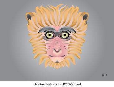 Monkey face in brown feathers and pink skin graphic design in 3D vector, Eps 10 vector
