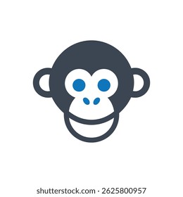 Monkey Face Cartoon Icon Isolated On White Background