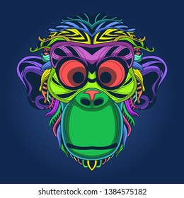 monkey face colorful in pop style 