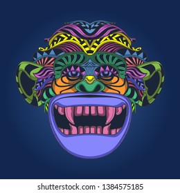 monkey face colorful in pop style 
