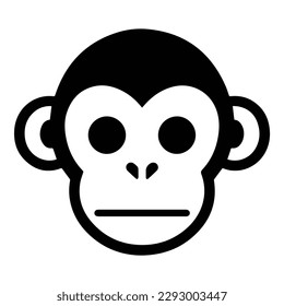 Monkey Face Flat Icon Isolated On White Background