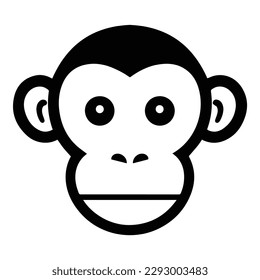 Monkey Face Flat Icon Isolated On White Background