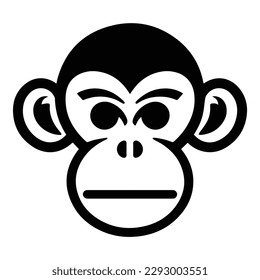 Monkey Face Flat Icon Isolated On White Background