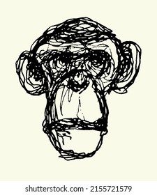 Monkey face. Hand drawn. Element for your design. Vector illustration