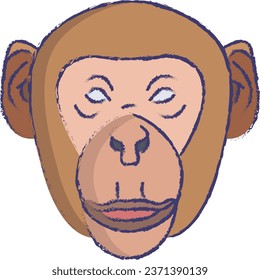 Monkey face hand drawn vector illustration icon