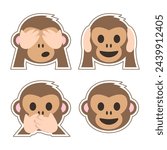 Monkey Face Icon Collection. Emoji Vector. Colorful Icon. Icon Vector. Icon Design