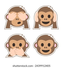 Monkey Face Icon Collection. Emoji Vector. Colorful Icon. Icon Vector. Icon Design