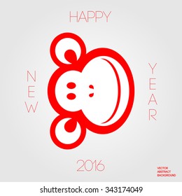 Monkey face icon. Monkey symbol 2016. Cheerful monkey.  Happy New Year. 2016 year