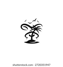 Monkey face ilha logotipo criativo.