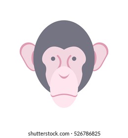 Monkey face isolated. Chimpanzee head. Primacy of person
