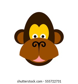 Monkey face isolated. Chimpanzee head on white background