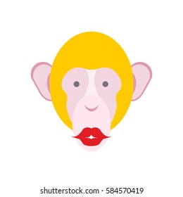 Monkey face isolated. Chimpanzee head.  