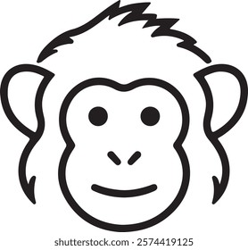 Monkey Face Line Drawing Icon