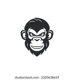 Monkey face logo of Ape head silhouette clipart vector, animal chimp symbol, gorilla icon. isolated on white background.