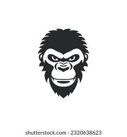 Monkey face logo of Ape head silhouette clipart vector, animal chimp symbol, gorilla icon. isolated on white background.
