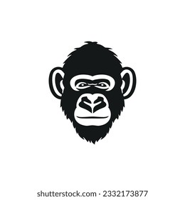Monkey face logo of Ape head silhouette clipart vector, animal Gorilla chimpanzee icon, gorillas symbol. isolated on white background.