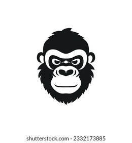 Monkey face logo of Ape head silhouette clipart vector, animal Gorilla chimpanzee icon, gorillas symbol. isolated on white background.