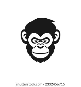 Monkey face Logo of Ape head silhouette Printable Tshirt Clipart vector, animal chimpanzee symbol, Gorilla icon. isolated on white background.