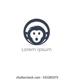 Monkey face logo, chimpanzee vector design