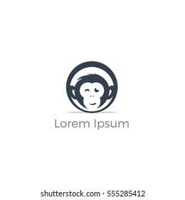 Monkey face logo, chimpanzee vector design