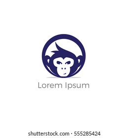 Monkey face logo, chimpanzee vector design
