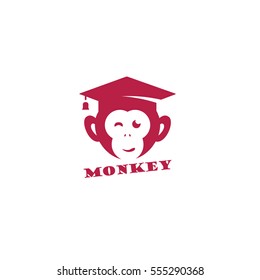 Monkey face logo, educated monkey, professor monkey