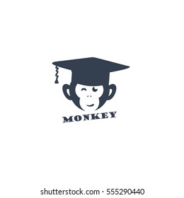 Monkey face logo, educated monkey, professor monkey