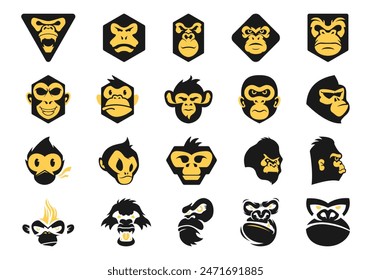 Monkey Face Logo Element Set