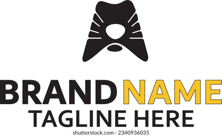 Monkey face logo formed by the "A" letter, black and white logotype, letter logo