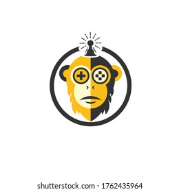 Maskottchen-Logo-Design-Vektorgrafik von Affen mit modernem Design-Stil für Abzeichen, Emblem, Aufkleber und T-Shirt-Druck. Wütende Monkey-Illustration für das Sportteam und das Gaming.