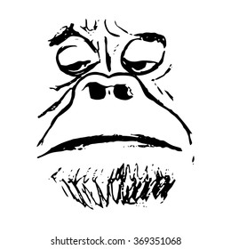 Monkey face on white background