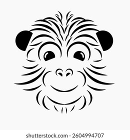 Monkey face outline silhouette drawing vector illustration