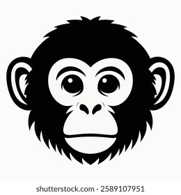 Monkey Face Silhouette Vector - Cute Primate Illustration