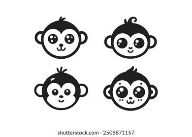 Monkey face silhouette Vector illustration with white background