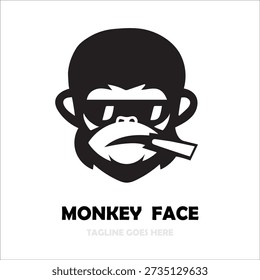 Monkey Face Smoking Logo Design Vector