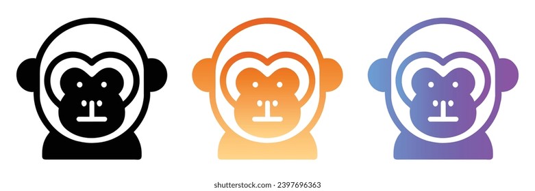 Monkey face vector icon, gradient illustration isolated on white background